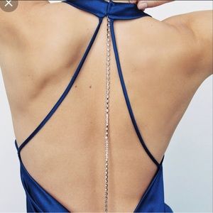 Royal Blue Backless Silk Dress